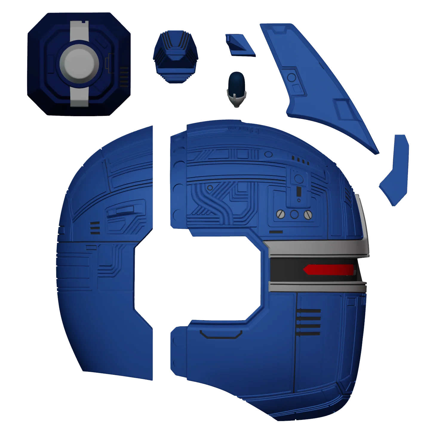 Blue Beetleborg Helmet 3D Print Model - Image 9