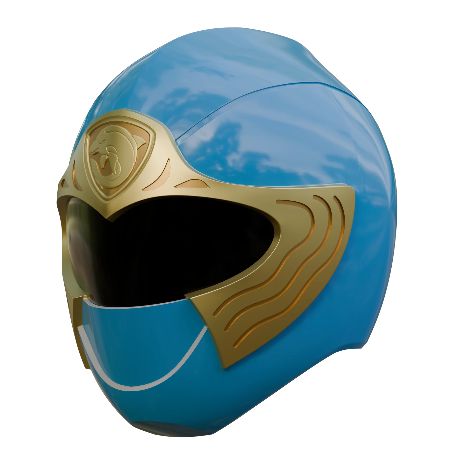 Blue Ninja Ranger Helmet 3D Model - Image 3