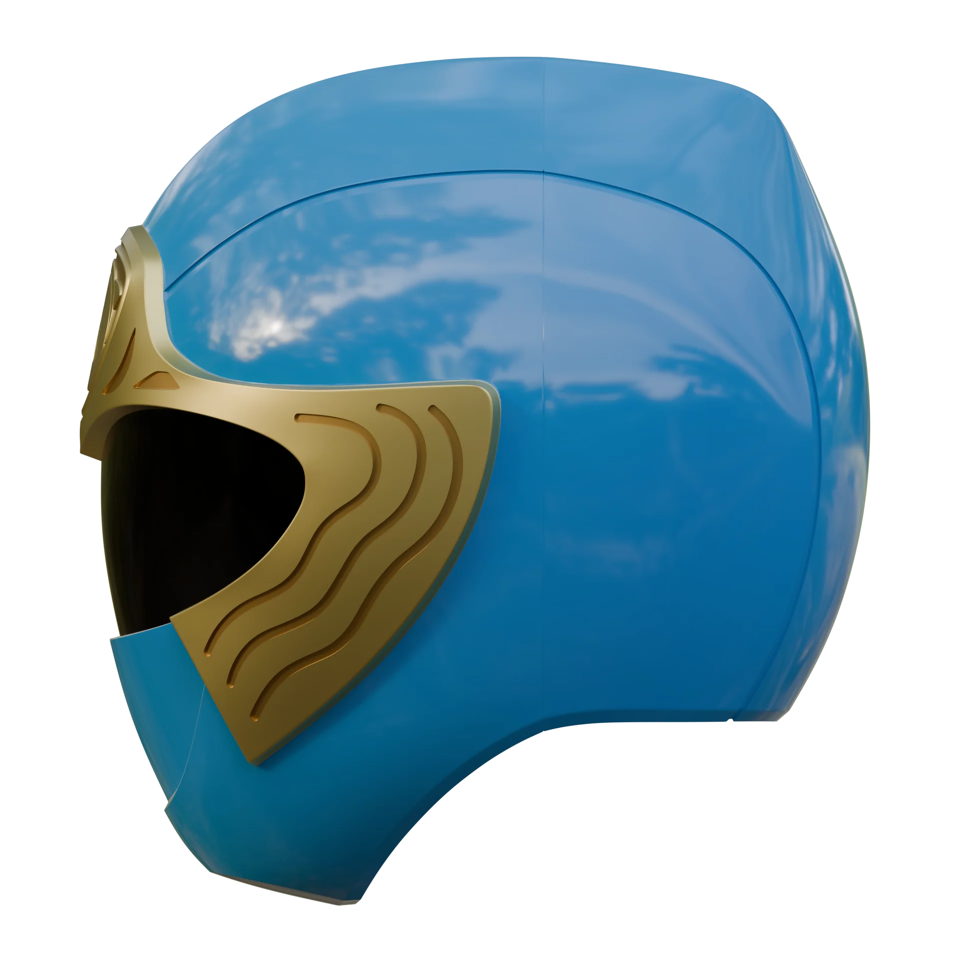 Blue Ninja Ranger Helmet 3D Model - Image 4