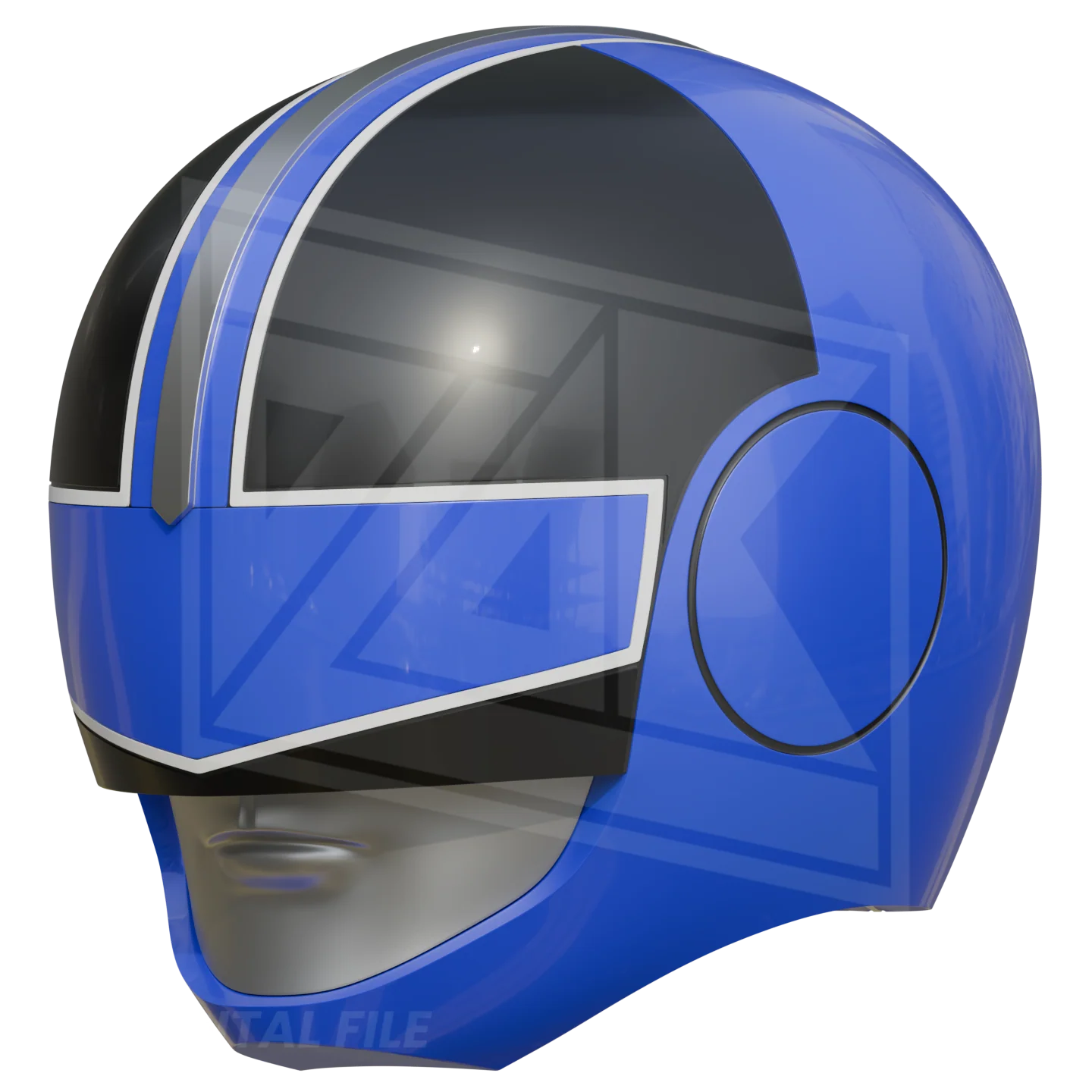 Blue Time Ranger Helmet 3D Model - Image 3