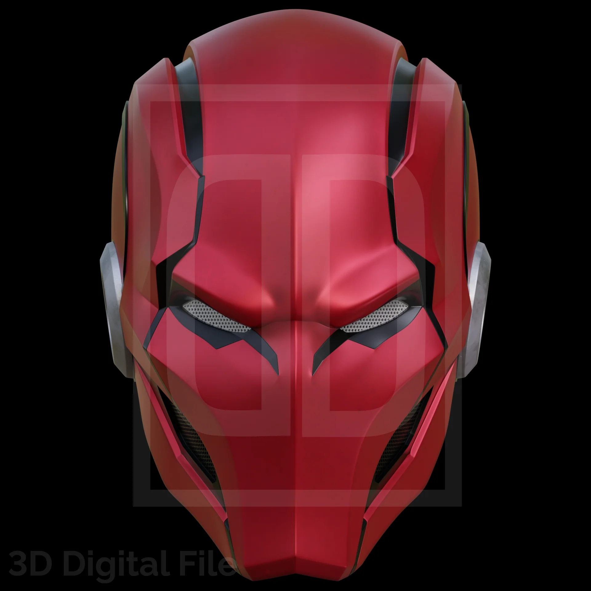 Crimson Hooded Vigilant Helmet 3D Model - Image 3