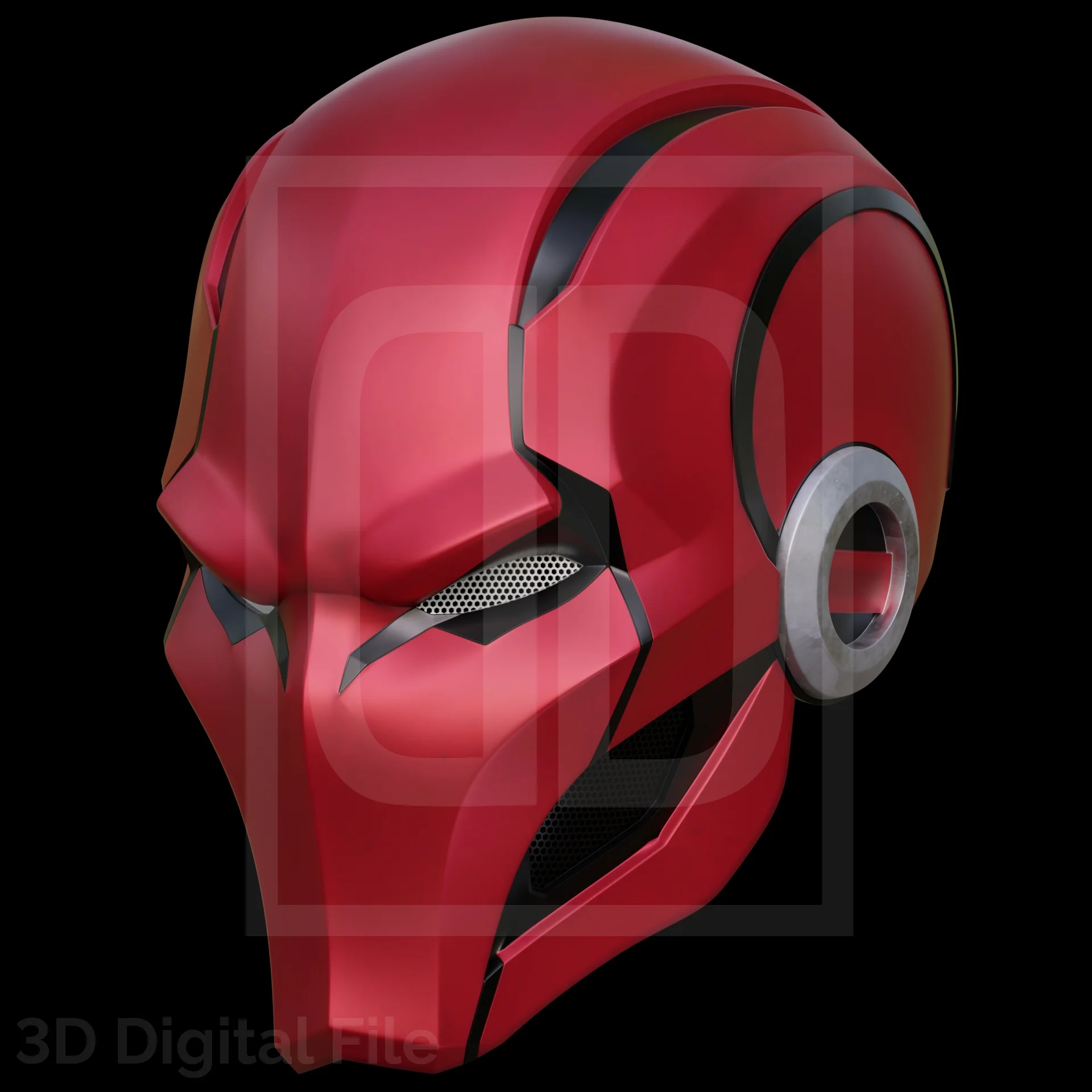 Crimson Hooded Vigilant Helmet 3D Model - Image 4