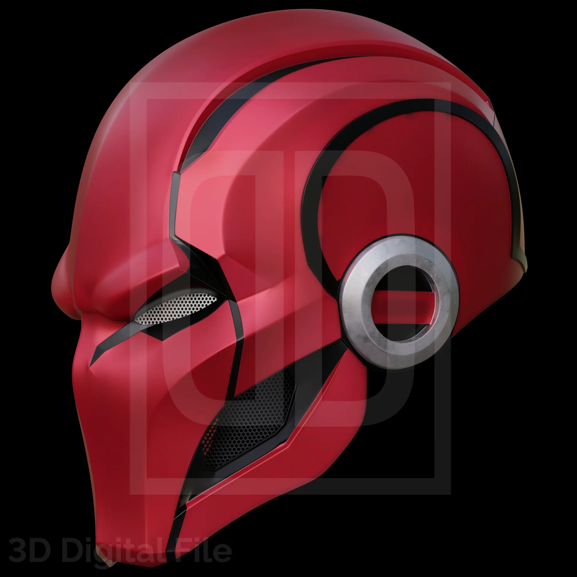 Crimson Hooded Vigilant Helmet 3D Model - Image 5