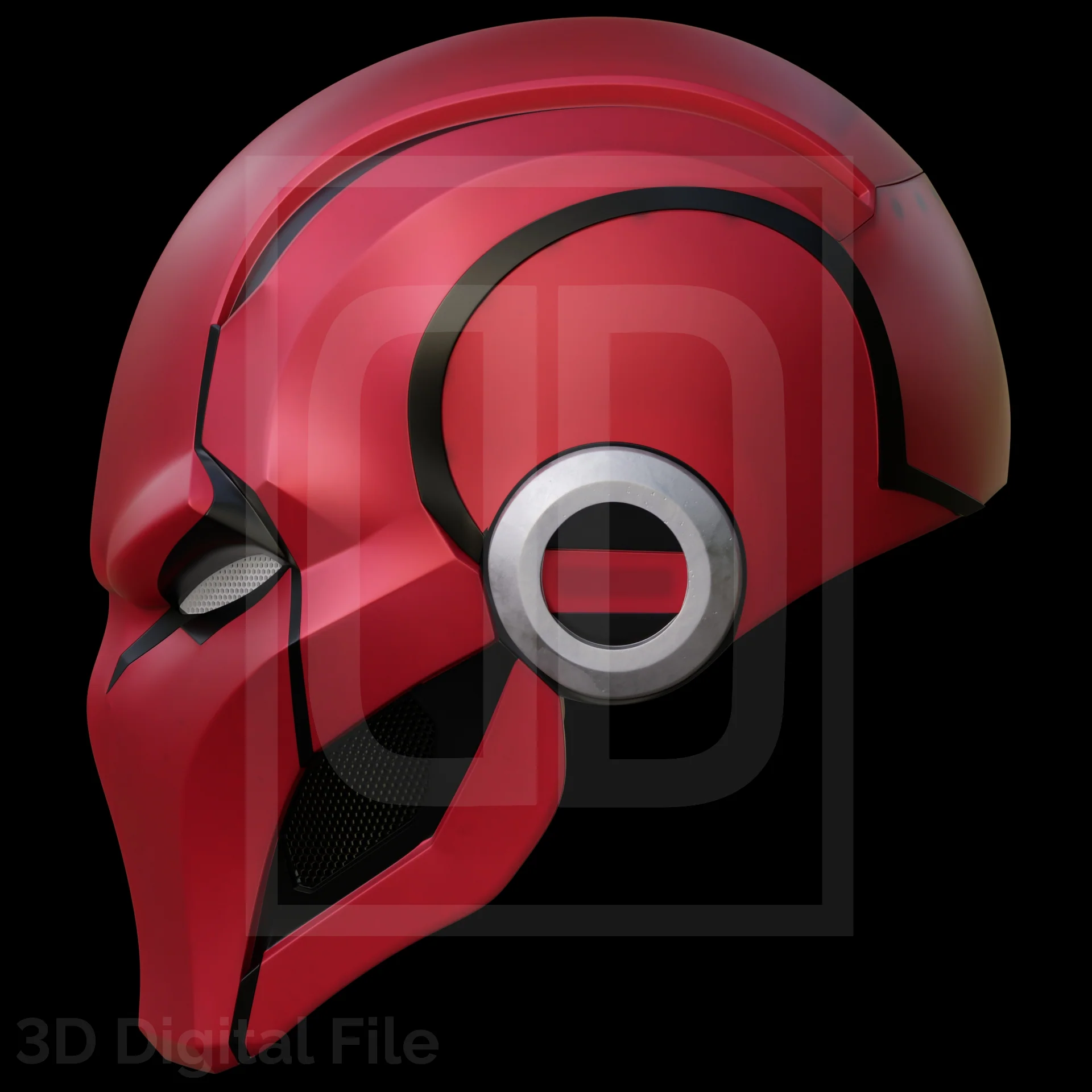 Crimson Hooded Vigilant Helmet 3D Model - Image 6