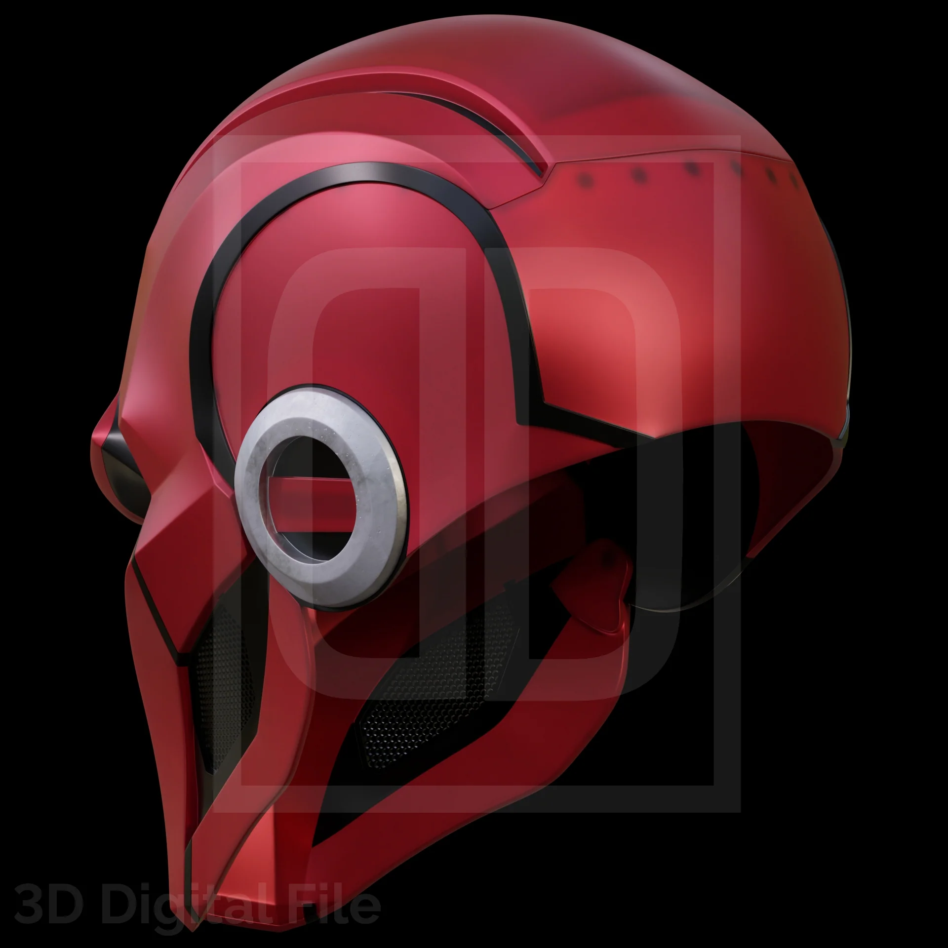 Crimson Hooded Vigilant Helmet 3D Model - Image 7
