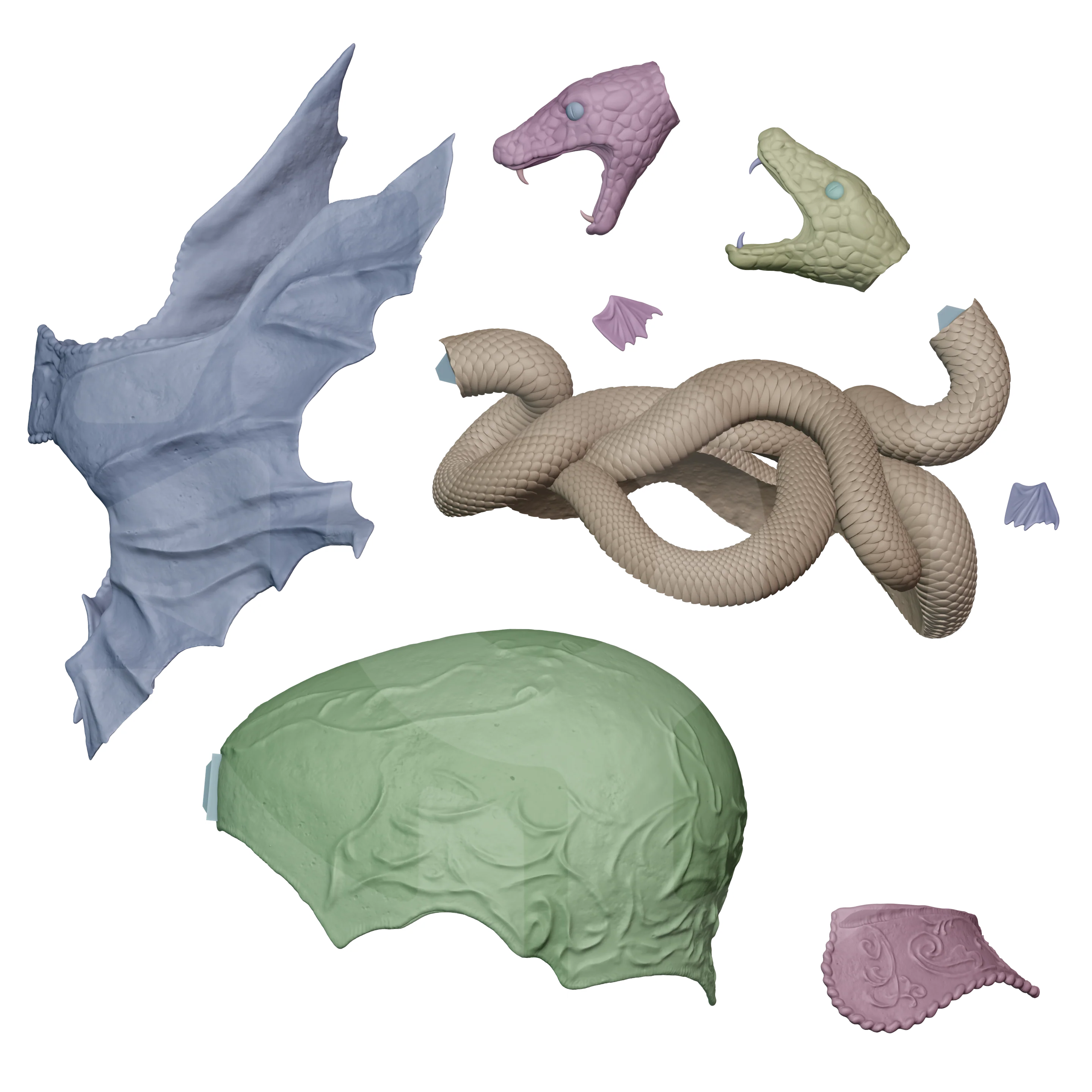 Fantasy Winged Snake Helmet File - Image 2