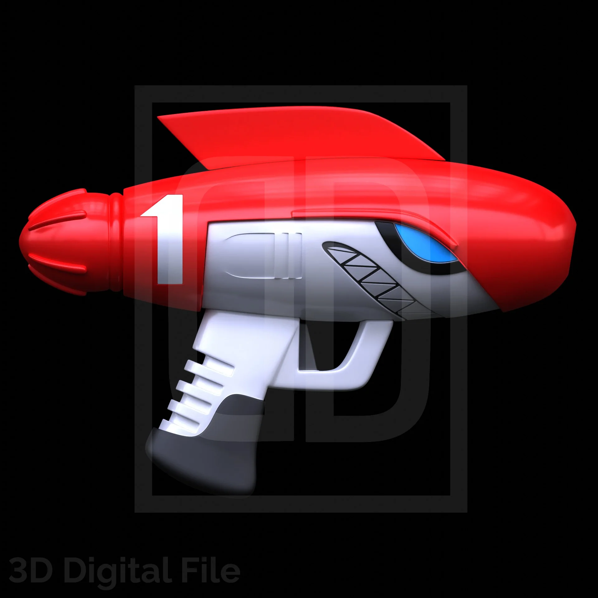 Red Android Blaster 3D Model - Image 3
