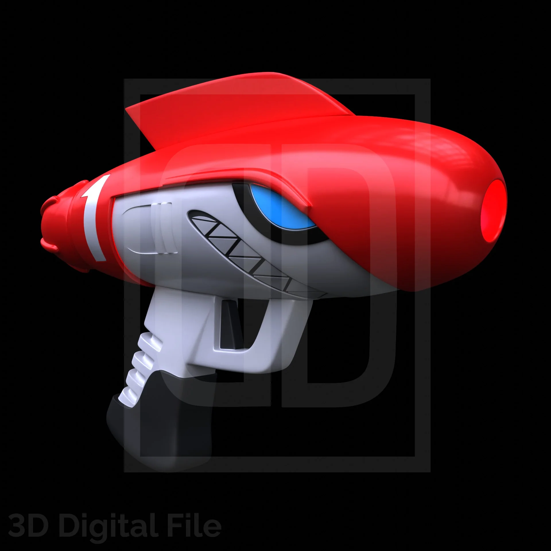 Red Android Blaster 3D Model - Image 4
