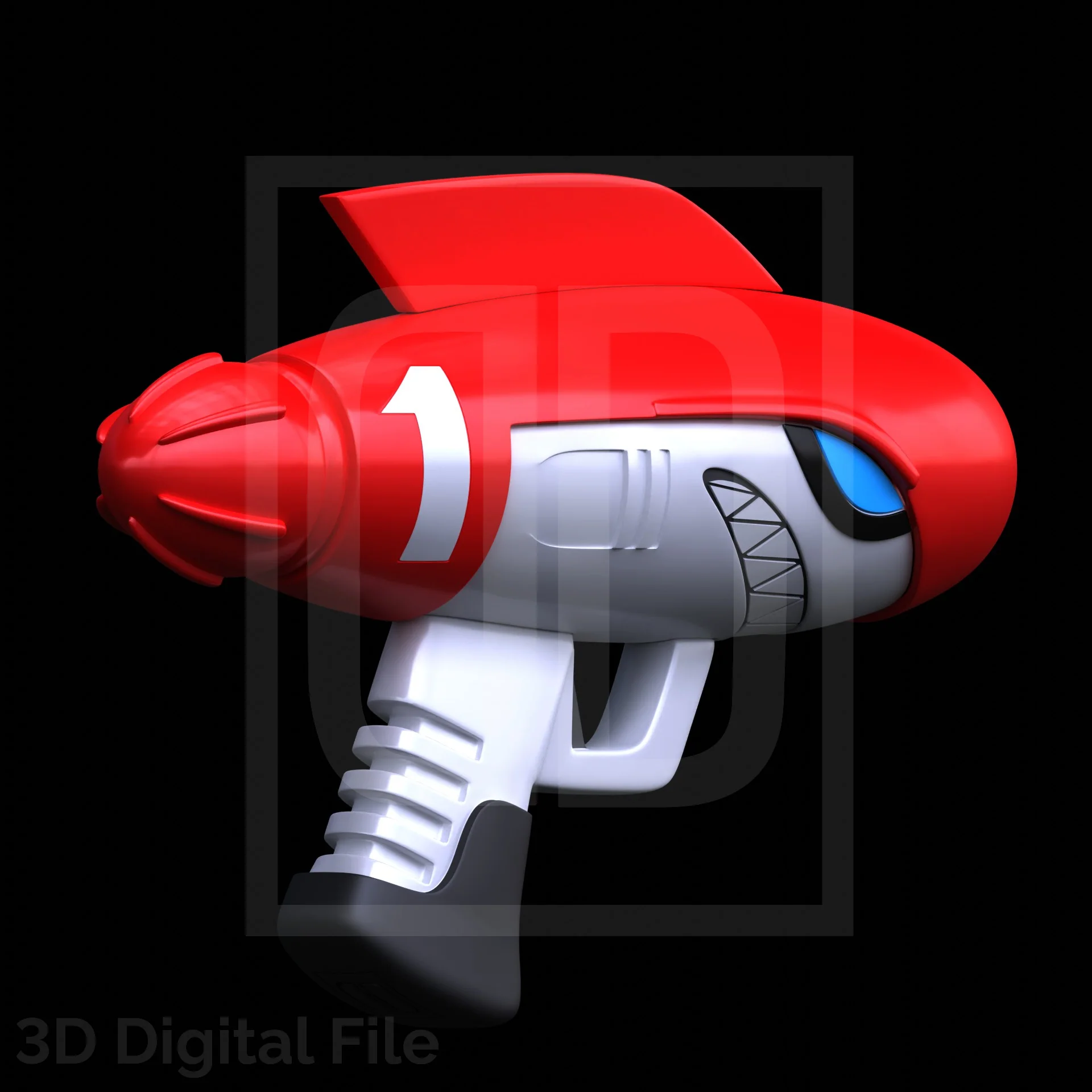 Red Android Blaster 3D Model - Image 6
