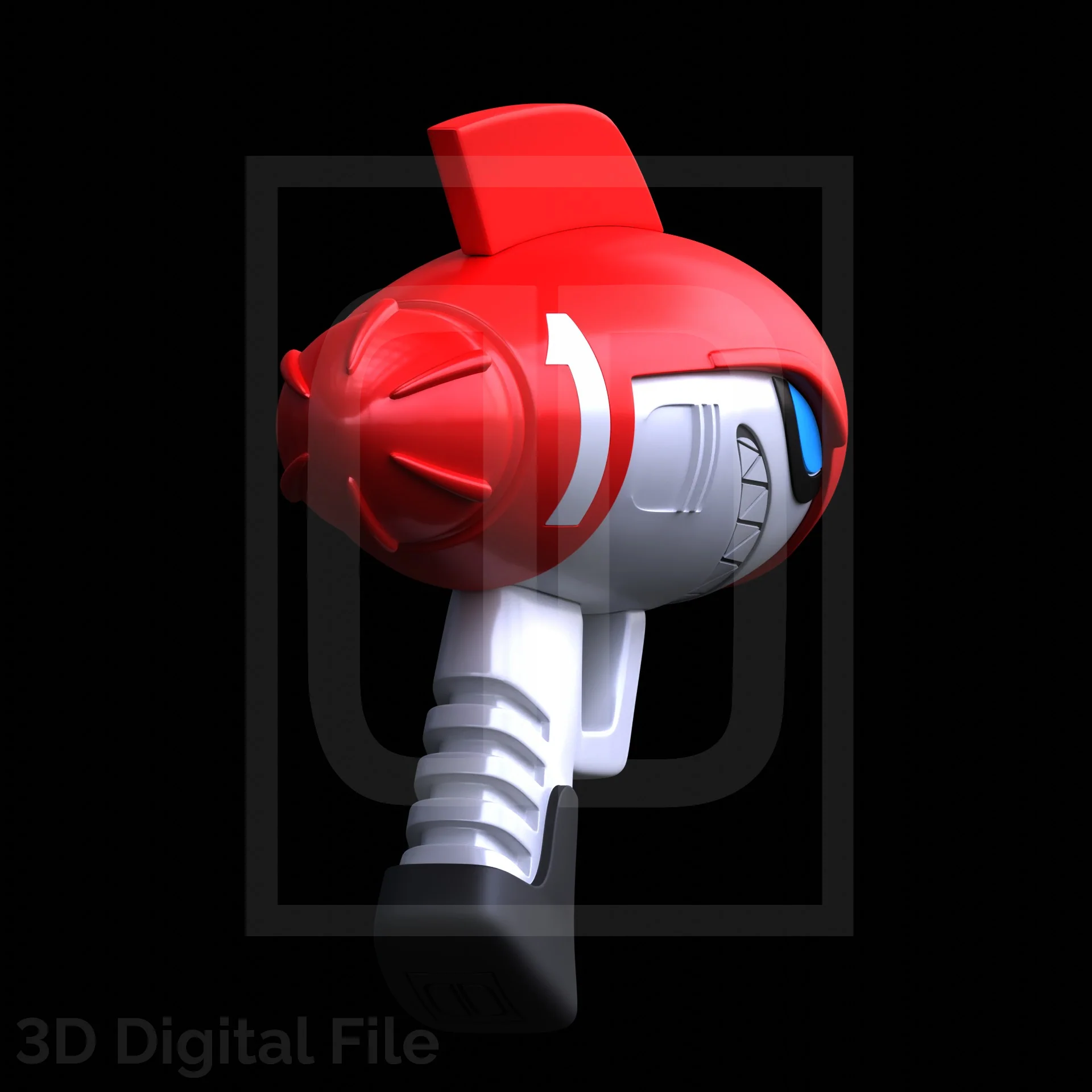 Red Android Blaster 3D Model - Image 7