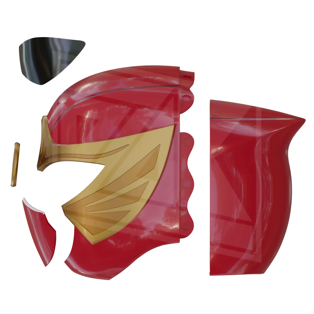 Red Ninja Ranger Helmet 3D Model - Image 2