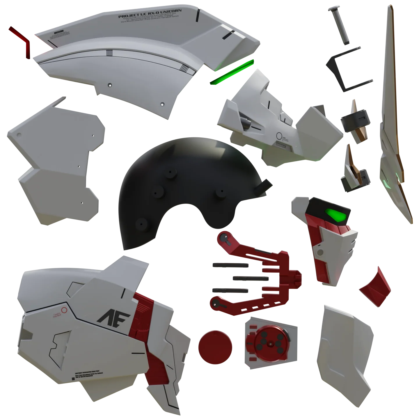 Transforming Gundam RX-0 Unicorn V2 Helmet 3D Printable Model - Image 2