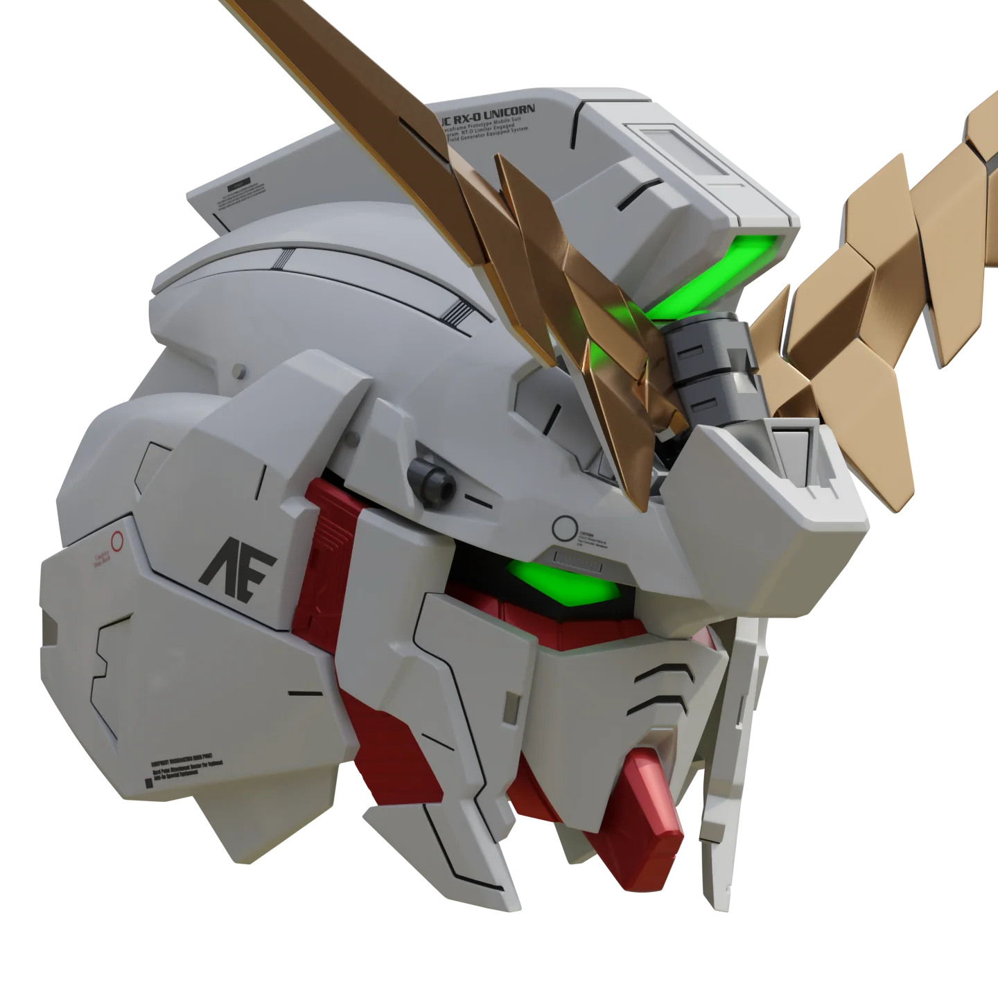 Transforming Gundam RX-0 Unicorn V2 Helmet 3D Printable Model - Image 6