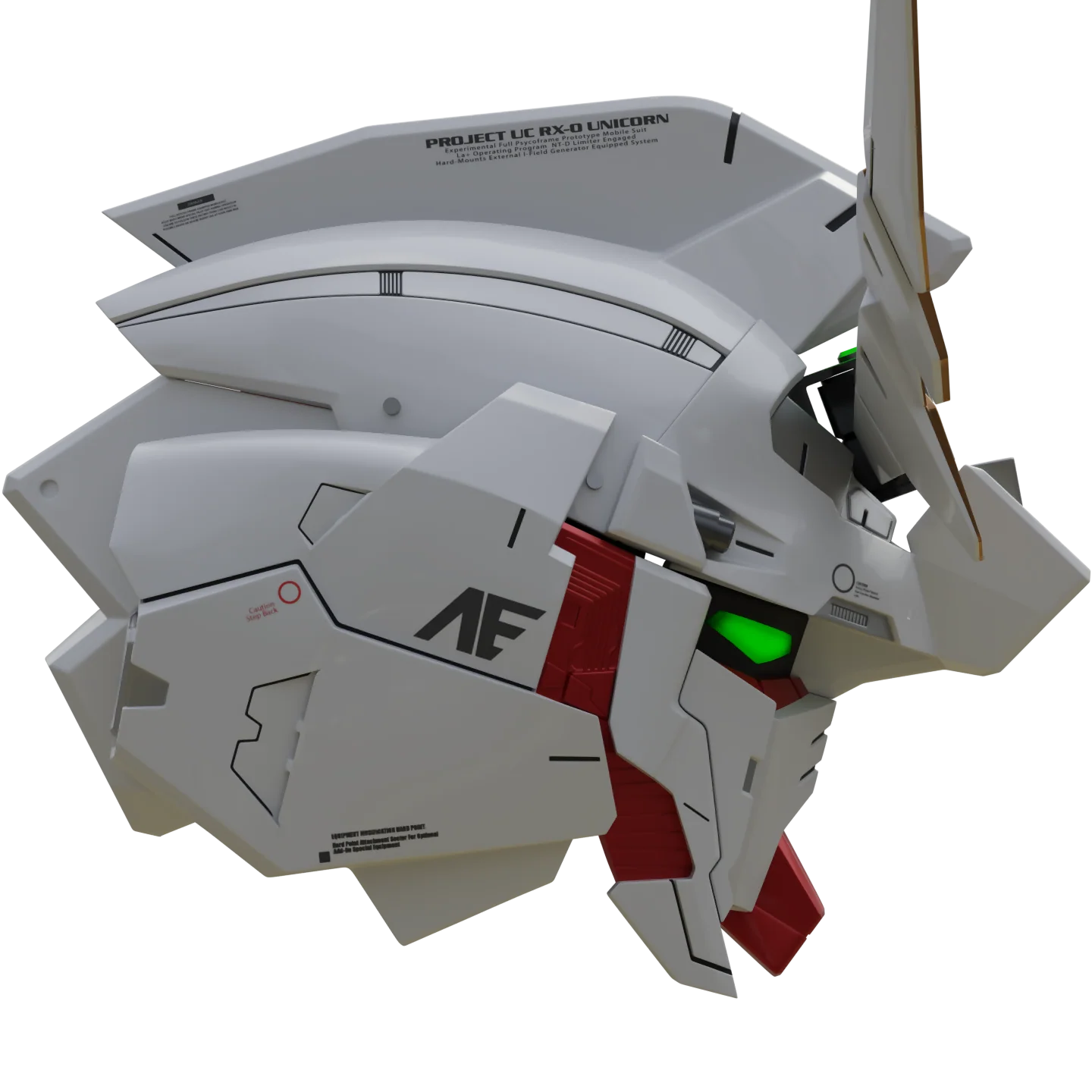 Transforming Gundam RX-0 Unicorn V2 Helmet 3D Printable Model - Image 7